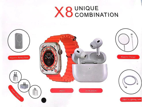 X8 Smartwatch with Power Bank and Wireless Earphones